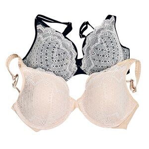 Bundle of Two Unveiled by Felina Argentella Contour Plunge Bras Size 36DD